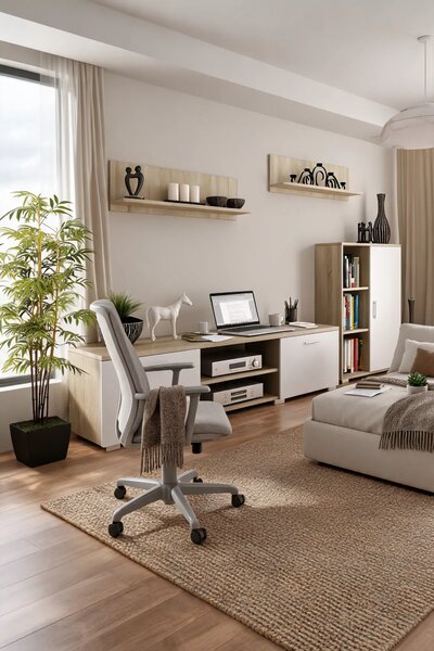 Komoda biała + dąb sonoma R8-H64