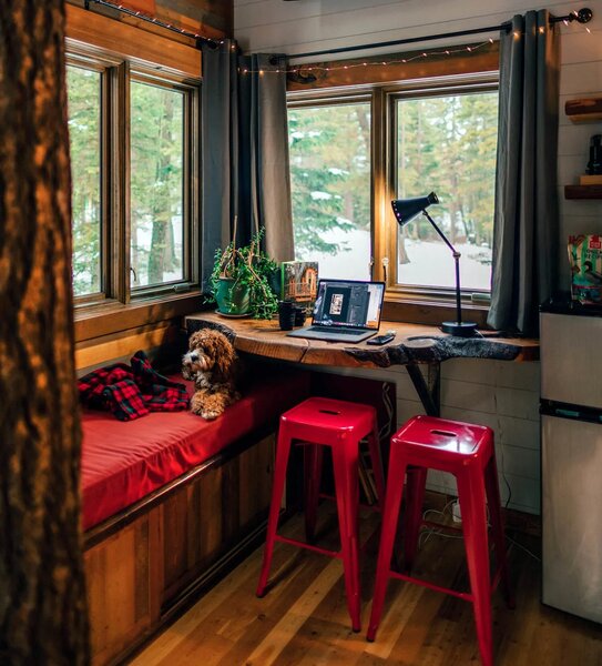 Czerwony wysoki taboret do wyspy kuchennej - Asla 2X