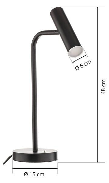 Schöner Wohnen Lampa stołowa LED Stina, możliwość ściemniania, czarny, salon / jadalnia, metal, nowoczesny