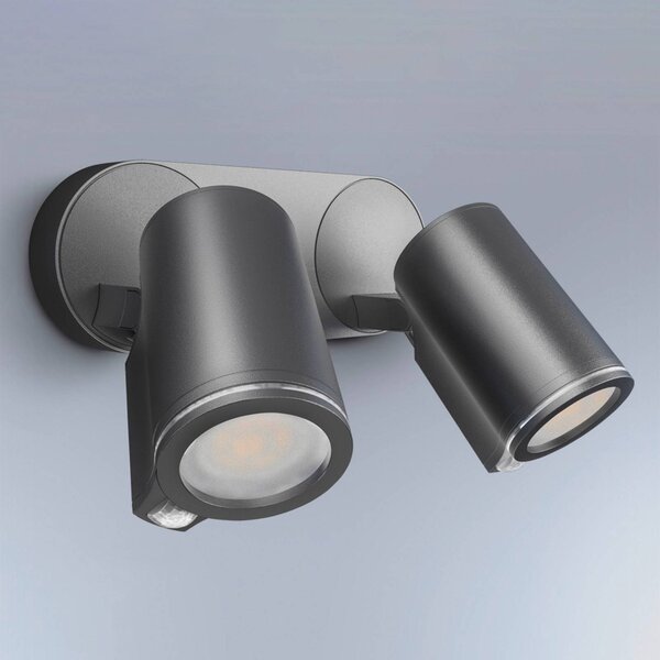 STEINEL Smart Sensor – spot zewnętrzny One SC, 2-punktowy, antracytowy, IP44 Spot Duo SC, czarny, aluminium, nowoczesny