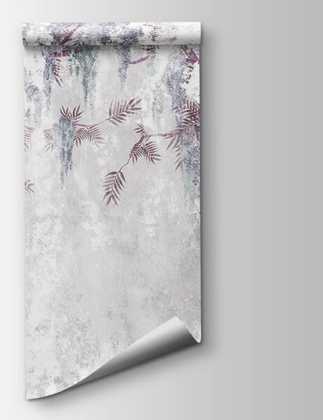 Fototapeta Biała ściana z fioletowymi kwiatami, Fototapety design, Popularne Fototapety, u73816v2 - Tapeko.pl