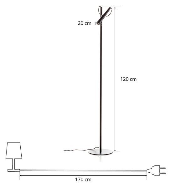 Foscarini Lampa stojąca designerska Magneto, czarny, salon / jadalnia, metal, design