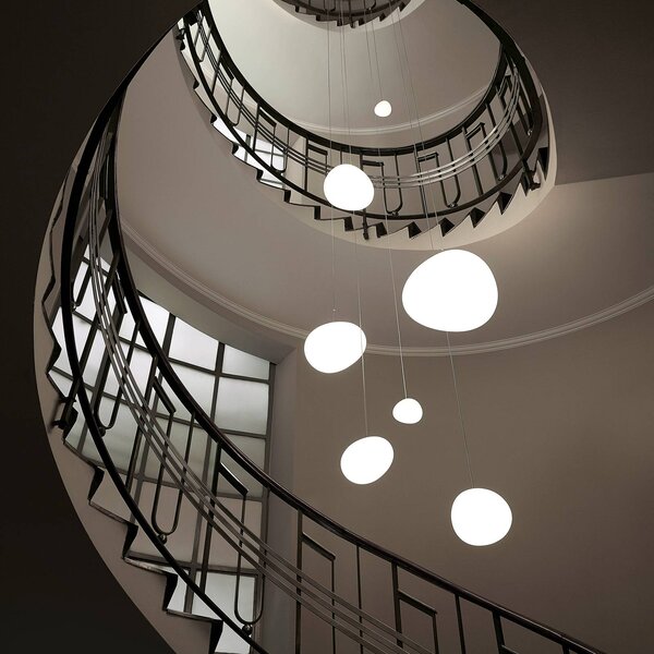 Foscarini Lampa wisząca designerska Gregg piccola, możliwość ściemniania, biały / opal, salon / jadalnia, szkło, design