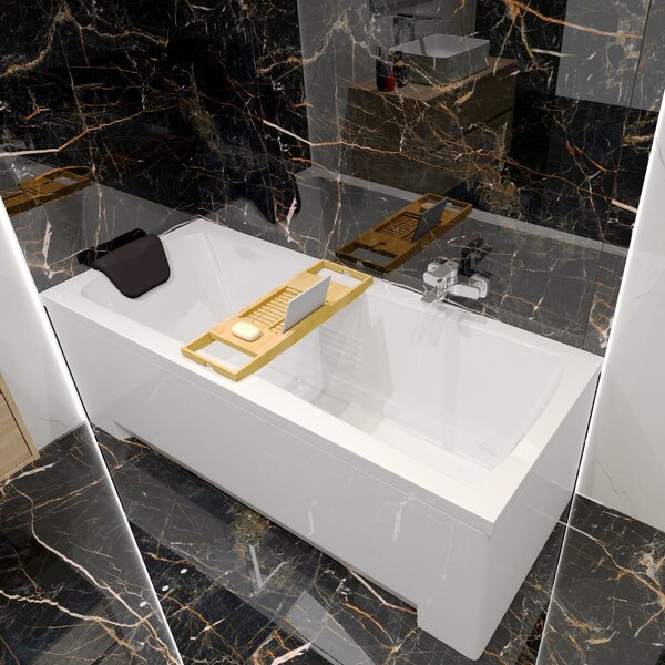 Wanna Akrylowa Zestaw 6w1 Prostoktna 170x70 + Styropianowy Nonik Stabilizujcy + Zagówek + Póka Bambusowa, Syfon Nogi w komplecie | BADLAND OPTIMA