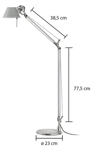 Artemide Lampa stojąca designerska Tolomeo Lettura, aluminiowy / szary / cynkowy, biuro, aluminium, design