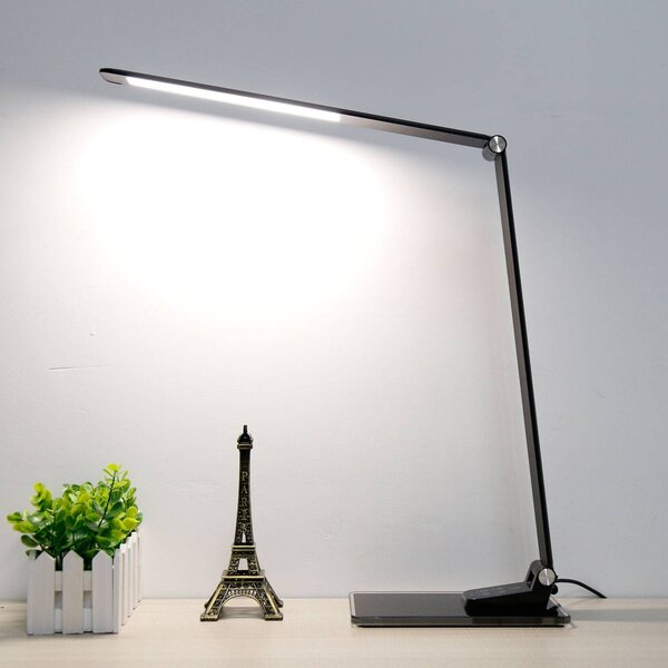Aluminor Lampa biurkowa LED Starglass, możliwość ściemniania, czarny, biuro, aluminium, nowoczesny