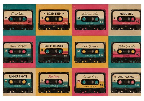 Obraz retro kasety dla muzyków