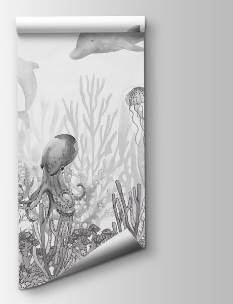 Fototapeta Morskie życie z rybami i meduzami, Fototapety Dziecięce, Popularne Fototapety, u98899v1 - Tapeko.pl