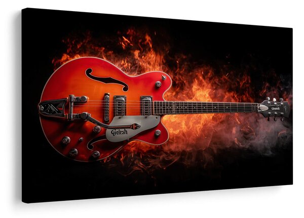 Obraz elektryczna gitara w płomieniach