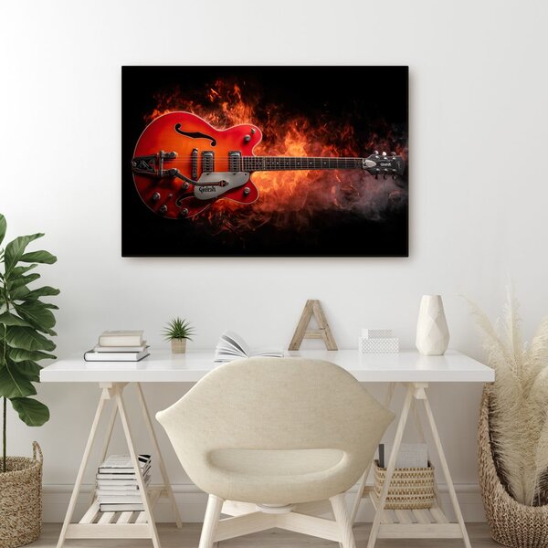 Obraz elektryczna gitara w płomieniach