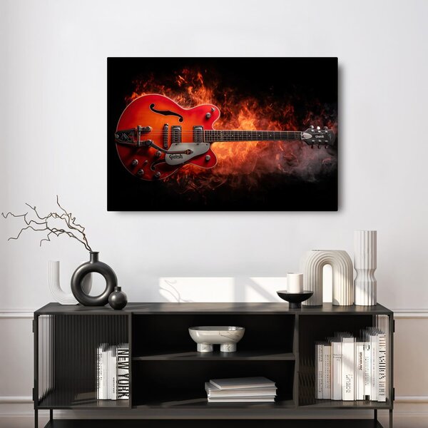 Obraz elektryczna gitara w płomieniach