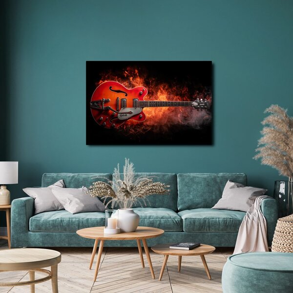 Obraz elektryczna gitara w płomieniach