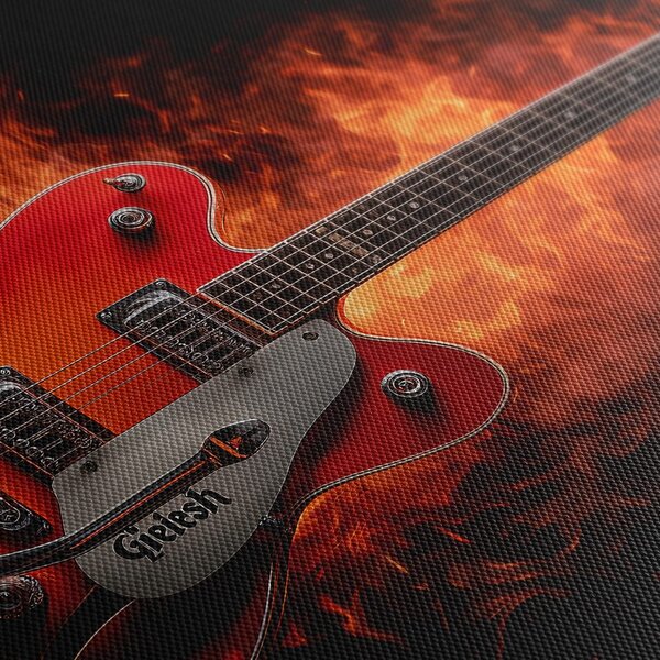 Obraz elektryczna gitara w płomieniach