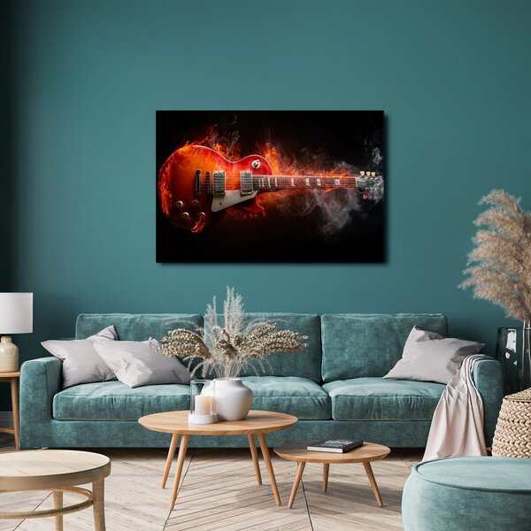 Obraz elektryczna gitara w płomieniach