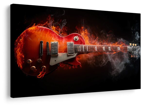 Obraz elektryczna gitara w płomieniach