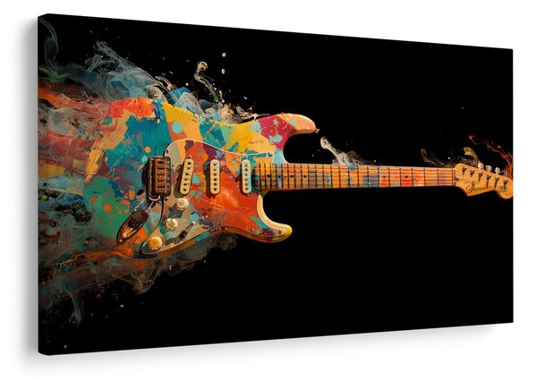 Obraz gitara w kolorowym wirze