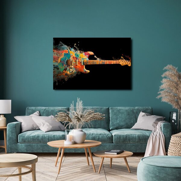 Obraz gitara w kolorowym wirze