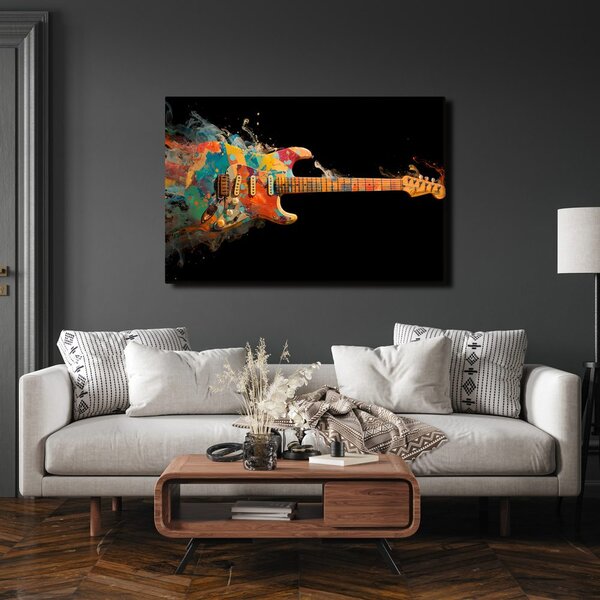 Obraz gitara w kolorowym wirze