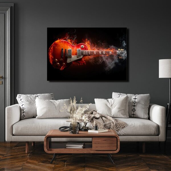 Obraz elektryczna gitara w płomieniach