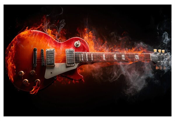 Obraz elektryczna gitara w płomieniach