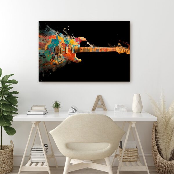 Obraz gitara w kolorowym wirze