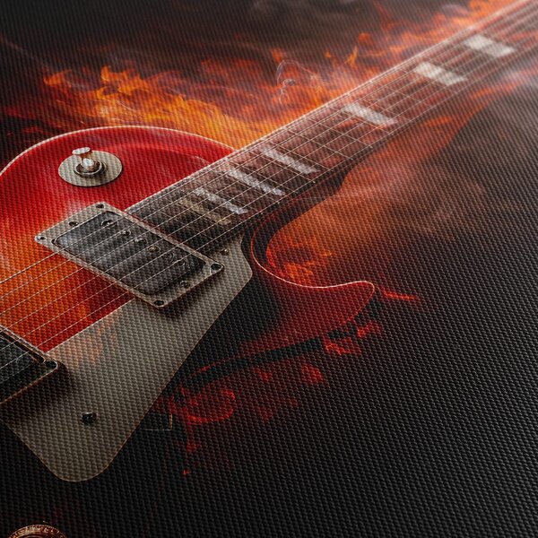 Obraz elektryczna gitara w płomieniach