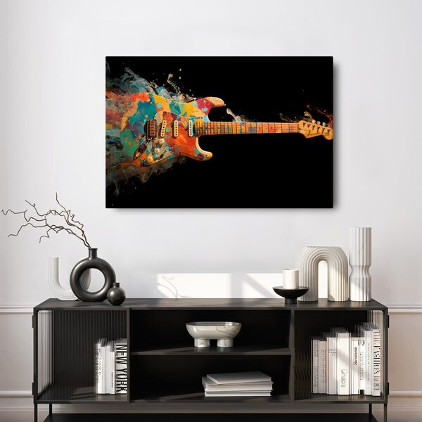 Obraz gitara w kolorowym wirze