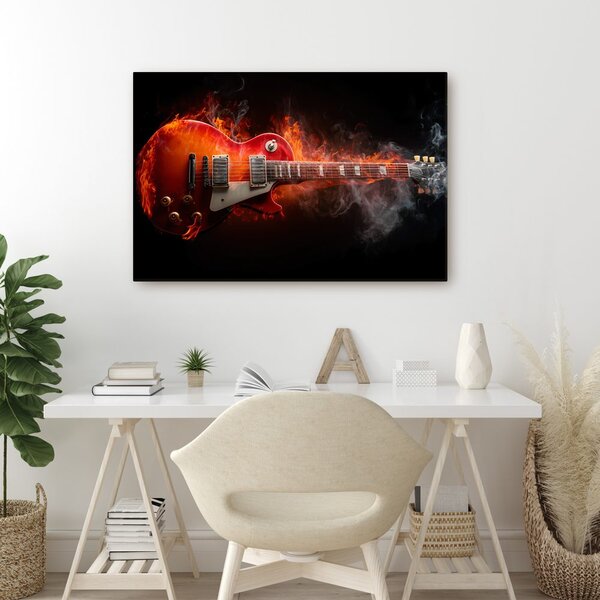 Obraz elektryczna gitara w płomieniach