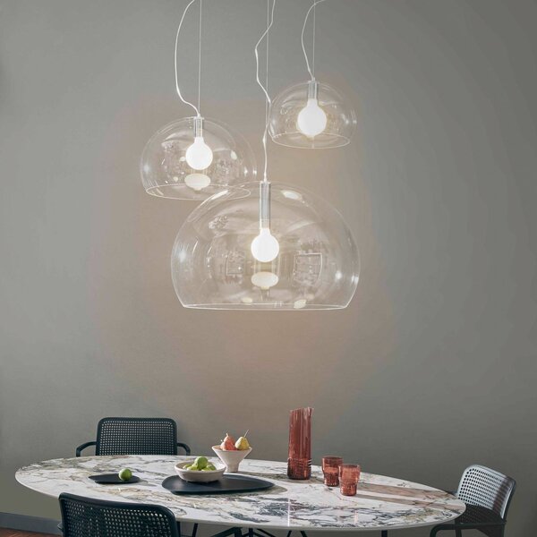 Kartell Lampa wisząca designerska FL/Y, możliwość ściemniania, przezroczysty / transparentny, salon / jadalnia, tworzywo sztuczne, design