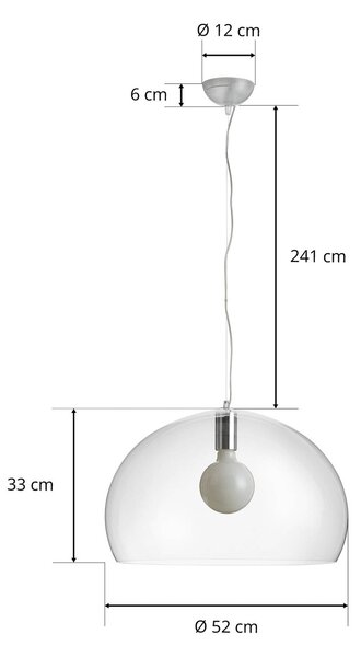 Kartell Lampa wisząca designerska FL/Y, możliwość ściemniania, przezroczysty / transparentny, salon / jadalnia, tworzywo sztuczne, design