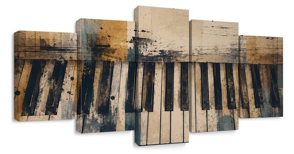 5-częściowy obraz retro dźwięki pianina