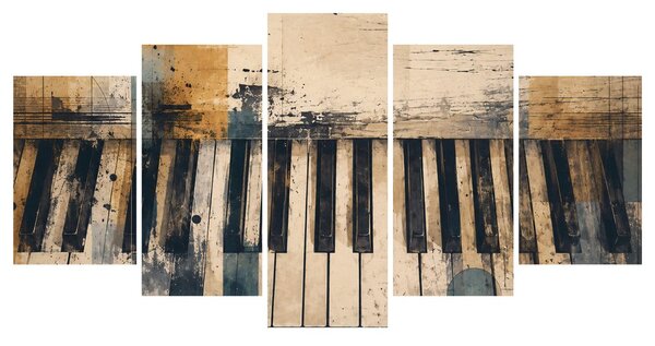5-częściowy obraz retro dźwięki pianina