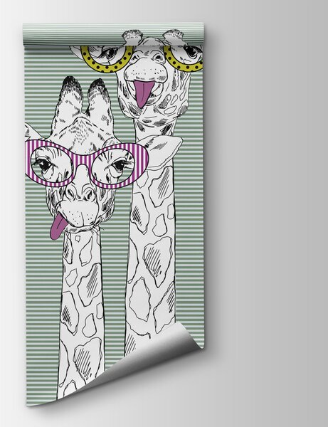 Fototapeta Para żyraf w okularach, Fototapety Dziecięce, Popularne Fototapety, u99418v1 - Tapeko.pl