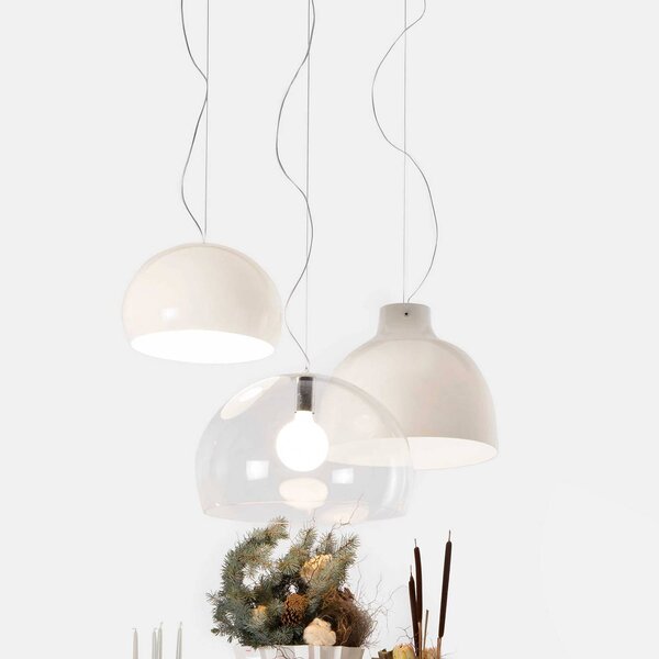 Kartell Lampa wisząca designerska FL/Y, możliwość ściemniania, biały / opal, salon / jadalnia, tworzywo sztuczne, design
