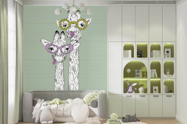 Fototapeta Para żyraf w okularach, Fototapety Dziecięce, Popularne Fototapety, u99418v1 - Tapeko.pl
