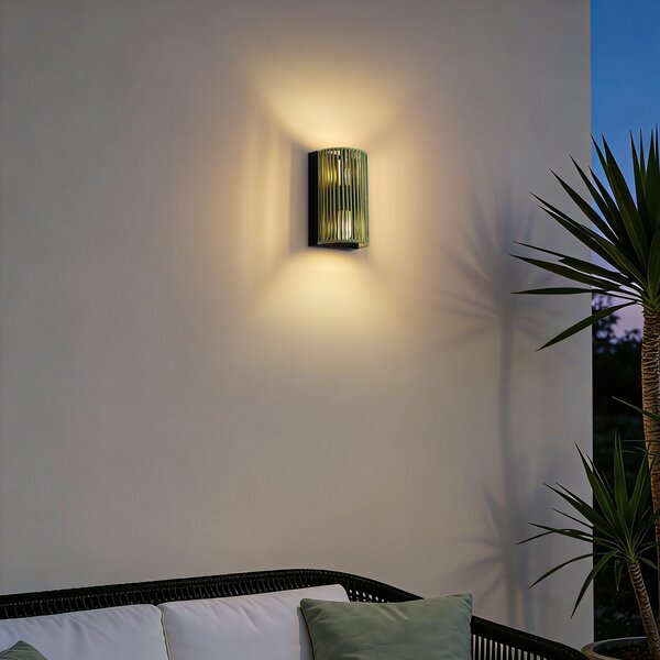 Lampa ścienna Japandi zielona z czarnym sznurem IP44 - Jayla