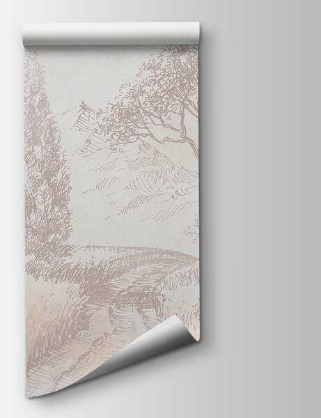 Fototapeta Rysunek rzeki płynącej przez pole, Fototapety Natura, Popularne Fototapety, u99570 - Tapeko.pl