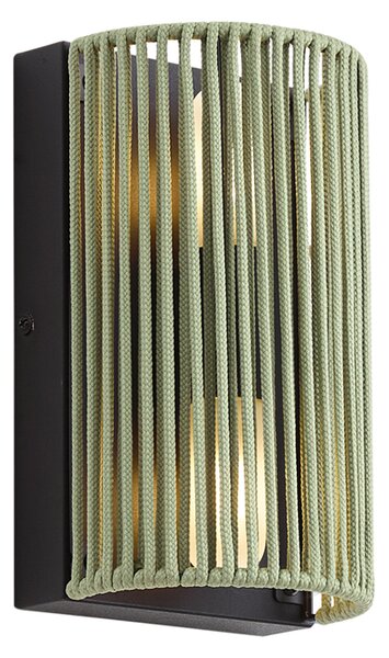 Lampa ścienna Japandi zielona z czarnym sznurem IP44 - Jayla