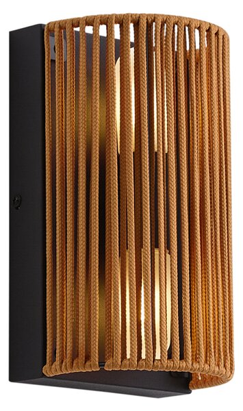 Lampa ścienna Japandi pomarańczowa z czarną liną IP44 - Jayla