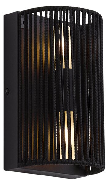 Lampa ścienna Japandi czarna z liną IP44 - Jayla
