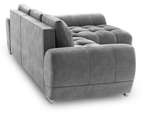 Szary rozkładany narożnik z aksamitnym obiciem Windsor & Co Sofas Nuage, prawostronny