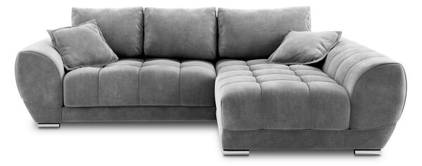Szary rozkładany narożnik z aksamitnym obiciem Windsor & Co Sofas Nuage, prawostronny