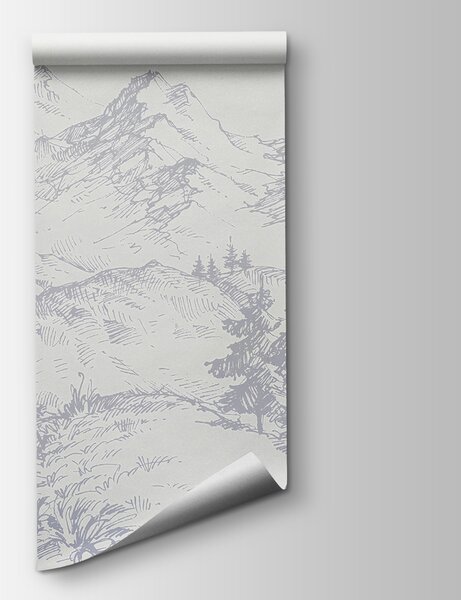 Fototapeta Rysunek drogi i gór, Fototapety Natura, Popularne Fototapety, u99572v2 - Tapeko.pl