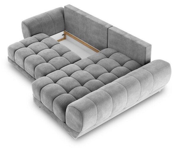 Szary rozkładany narożnik z aksamitnym obiciem Windsor & Co Sofas Nuage, prawostronny