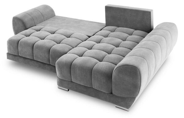 Szary rozkładany narożnik z aksamitnym obiciem Windsor & Co Sofas Nuage, prawostronny