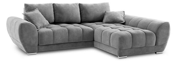 Szary rozkładany narożnik z aksamitnym obiciem Windsor & Co Sofas Nuage, prawostronny