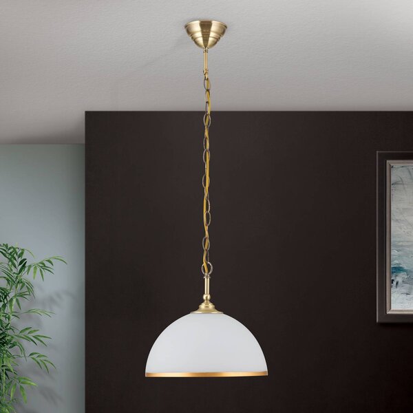 ORION Lampa wisząca Old Lamp, możliwość ściemniania, mosiężny / złoty, salon / jadalnia, szkło, antyczny