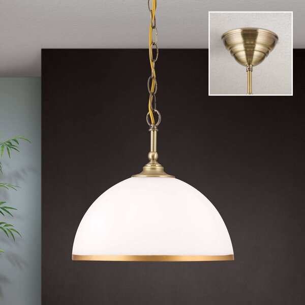 ORION Lampa wisząca Old Lamp, możliwość ściemniania, mosiężny / złoty, salon / jadalnia, szkło, antyczny