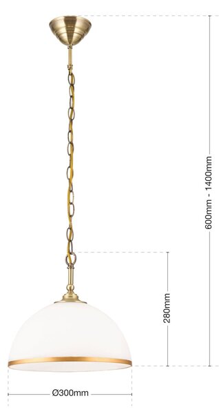 ORION Lampa wisząca Old Lamp, możliwość ściemniania, mosiężny / złoty, salon / jadalnia, szkło, antyczny