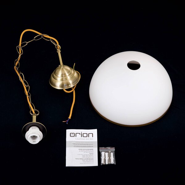 ORION Lampa wisząca Old Lamp, możliwość ściemniania, mosiężny / złoty, salon / jadalnia, szkło, antyczny